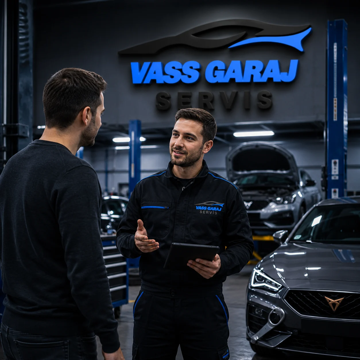 VASS Garaj Servis teknisyeni araca müdahale ederken